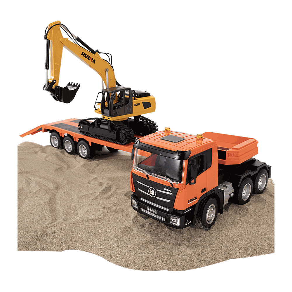 1:18 RC Low-bed Trailer + Excavator